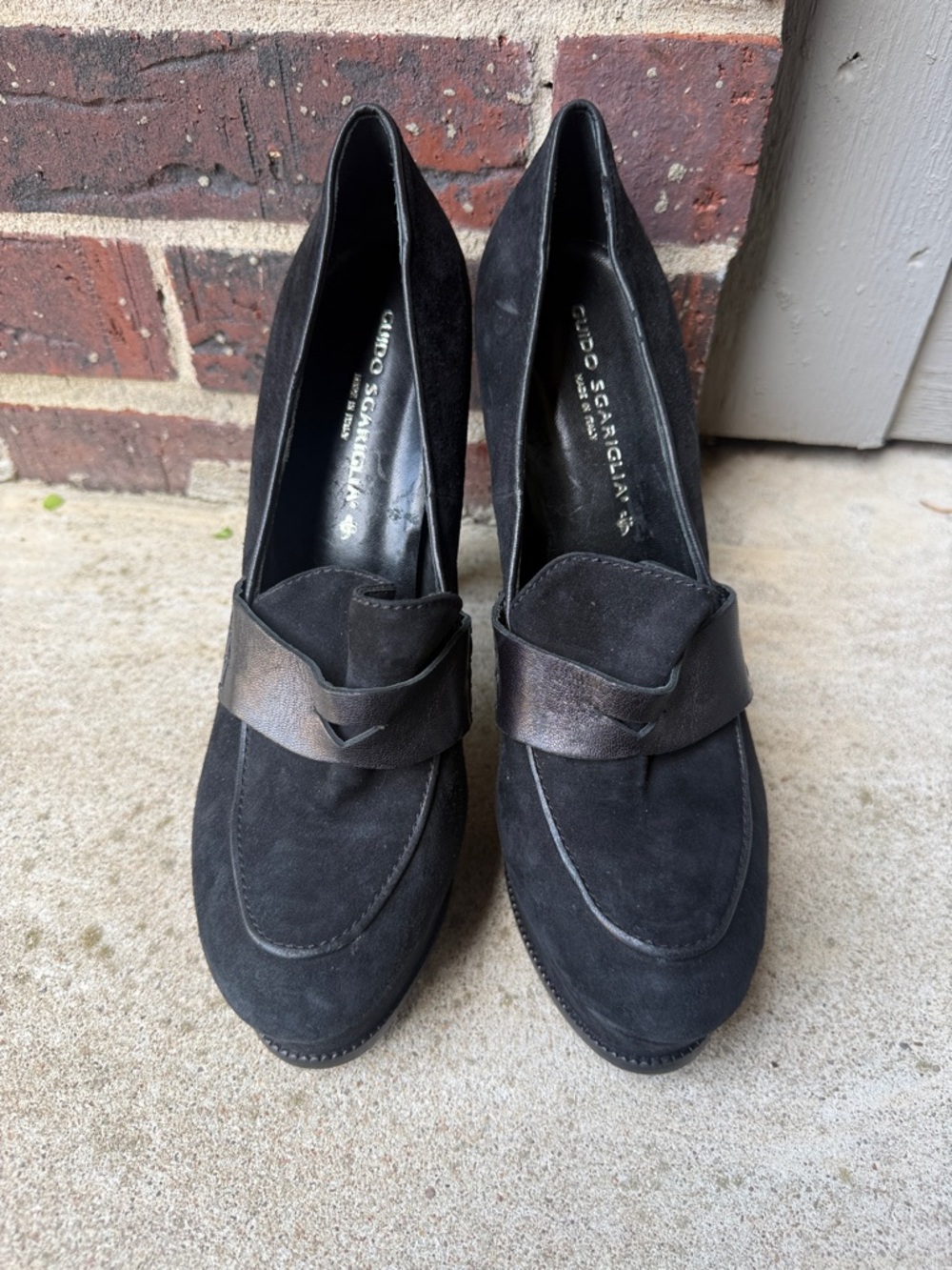 Guido Sgariglia Black Suede Loafer Pumps